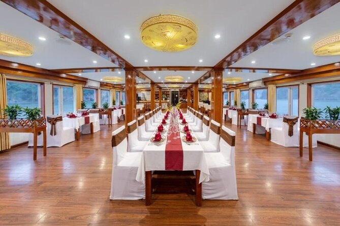 Crown Legend Cruise Ha Long 2 Days 1 Night - Day 2 sunrise routine: Tai Chi on the sundeck and Sung Sot Cave