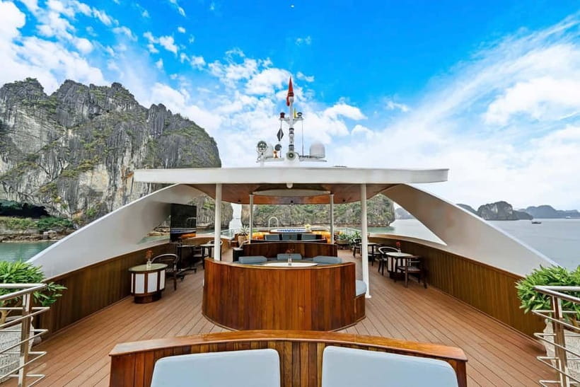 From Ha Long: Luxury Symphony Day Cruise with 2 Jacuzzi Pool - Lunch on board: buffet with non-veg and vegetarian options