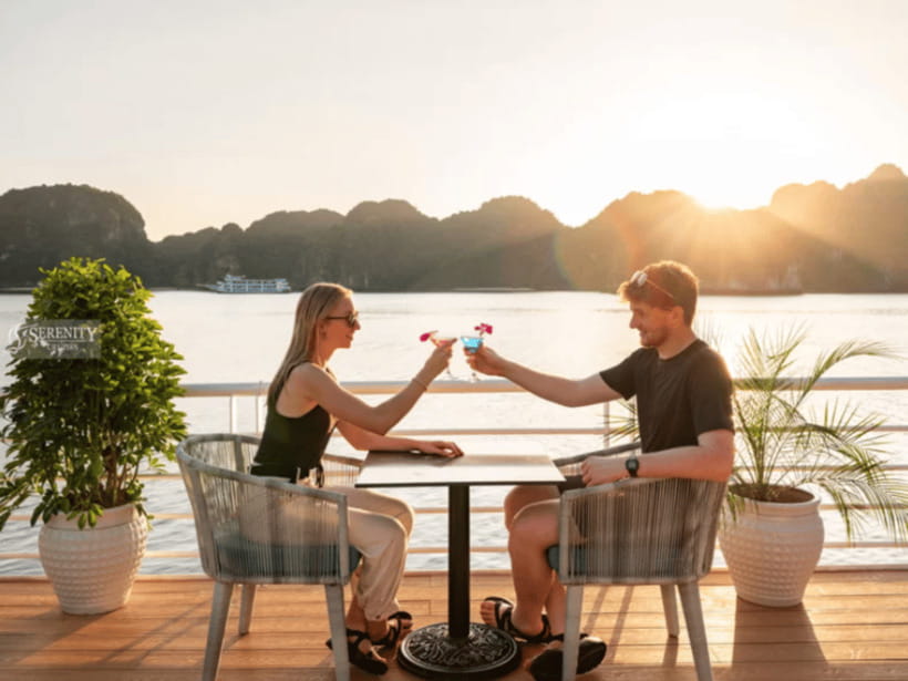 From Hanoi: Lan Ha Bay and Cat Ba Island Cruise with Lunch - Top deck downtime, bar drinks, and the sunset party