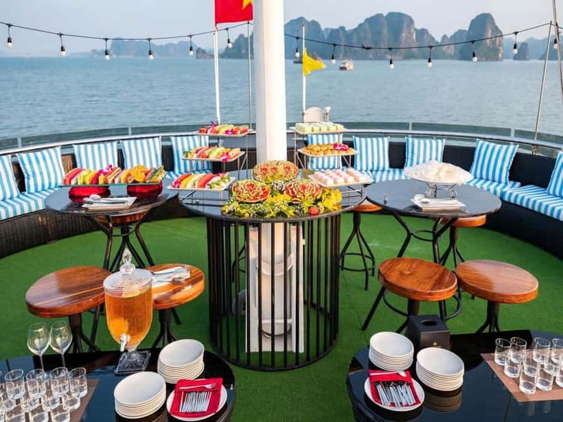 Ha Long Bay Cruise w/ Jacuzzi, Kayak & Limo from Hanoi - The sunset party cruise back: simple, pleasant, and timed well