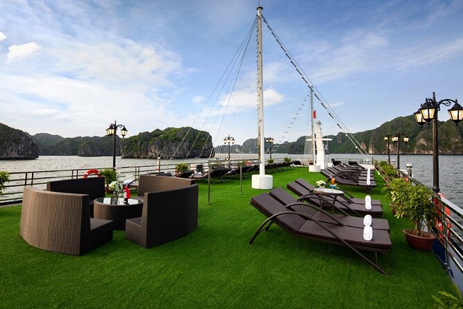Halong Pandora 5 Star Cruise 2D1N-All Inclusive, cave, transfer - Day 2 morning views: breakfast, tea or coffee, and the Frog Pond area