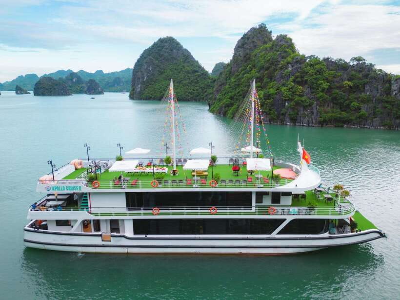 Hanoi: Ha Long Bay Day Tour - Apollo Cruise, Jacuzzi, Buffet - Boarding Apollo Cruise at Tuan Chau Marina, what you actually get onboard