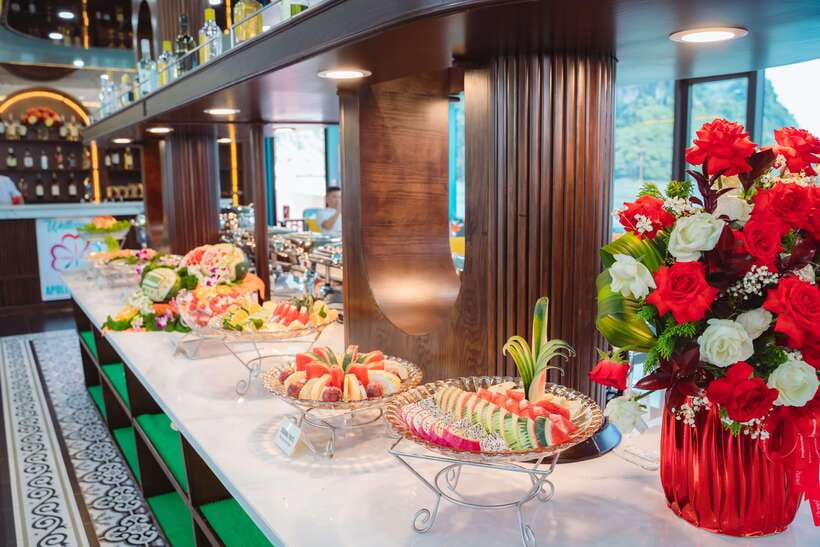 Ninh Binh: Luxury Day Cruise to Stunning Ha Long Bay + Lunch - Sunset party on the water: wine, tea, cakes, fruits, and time to breathe