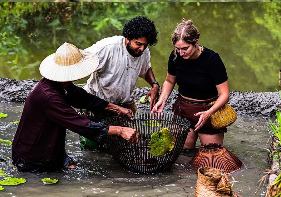 Ninh Binh: Rice planting and fishing by basket tour - Fishing With the Nom: The Hands-On Part Everyone Talks About