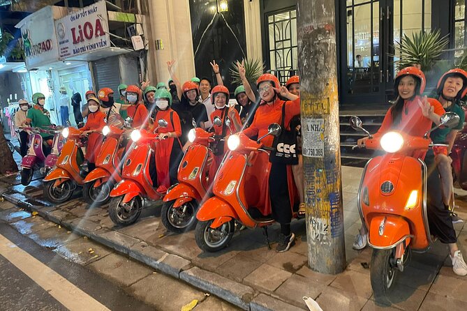 Vespa Female Ao Dai riders Night Street Food + See Train Street - Ho Truc Bach and Ngu Xa: where the snacks start feeling like a checklist